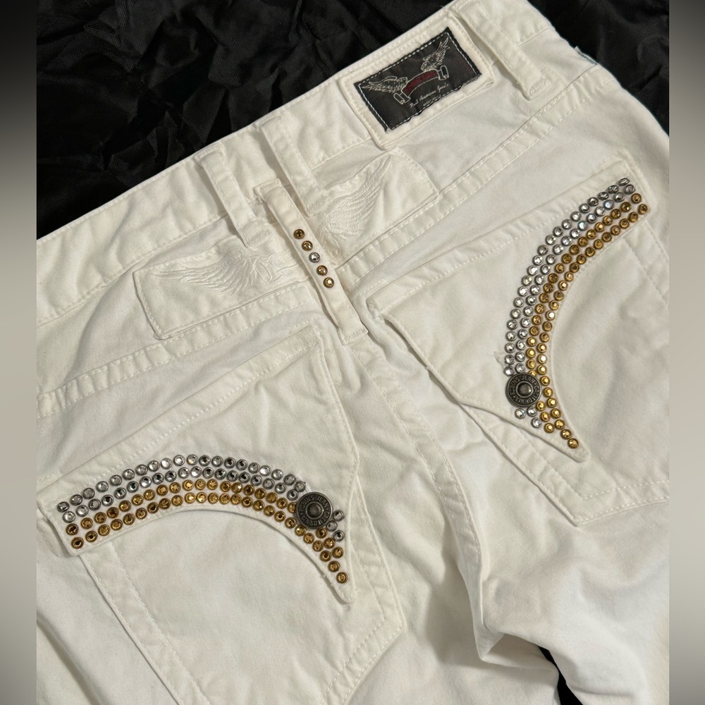 New Men's ROBIN'S JEAN Shorts Gold & Clear Swarovski Crystals